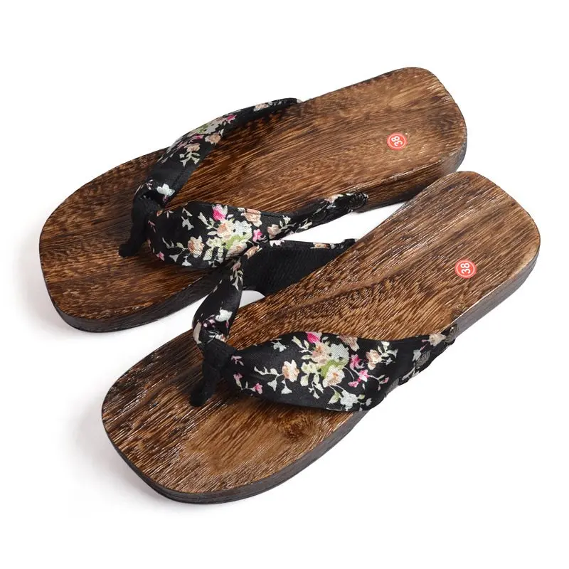 Japan Traditional Wooden Shoes Flip Flops Women Geta Clogs Home Sauna Slippers Sandals Anime Cosplay Costumes with Socks Gift