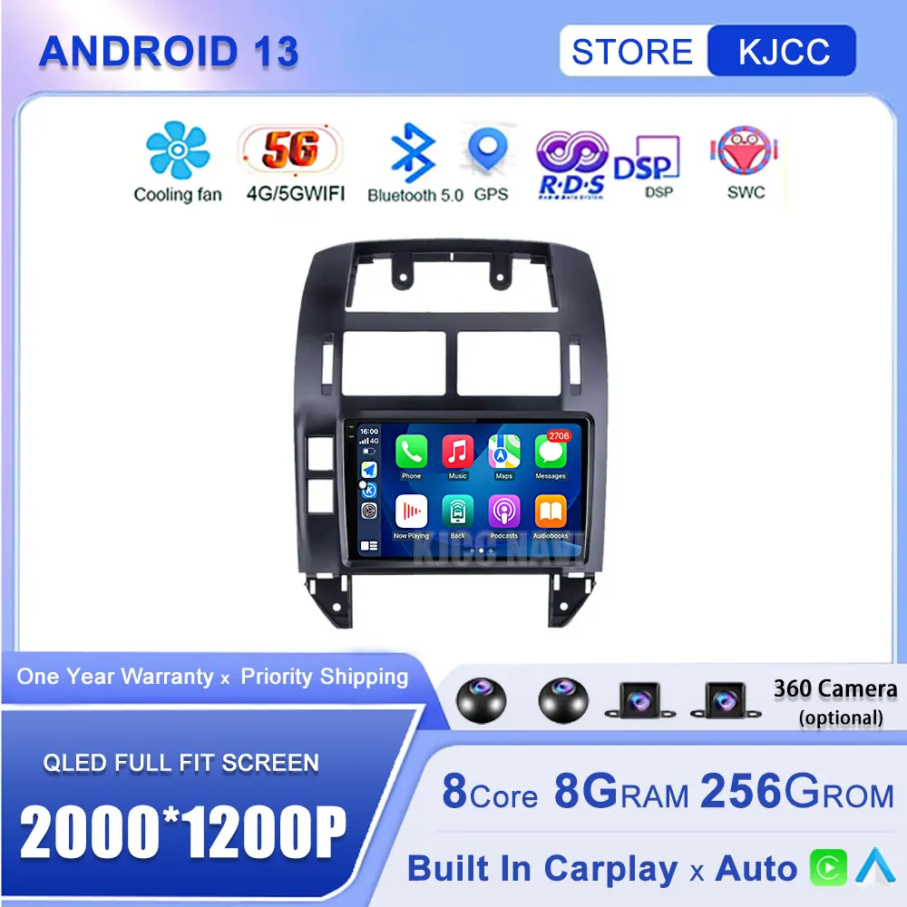 

Android 13 DSP Auto BT GPS WiFi For Volkswagen Polo Mk4 IV 2001- 2009 Car Radio Multimedia CarPlay Video Player Navigation