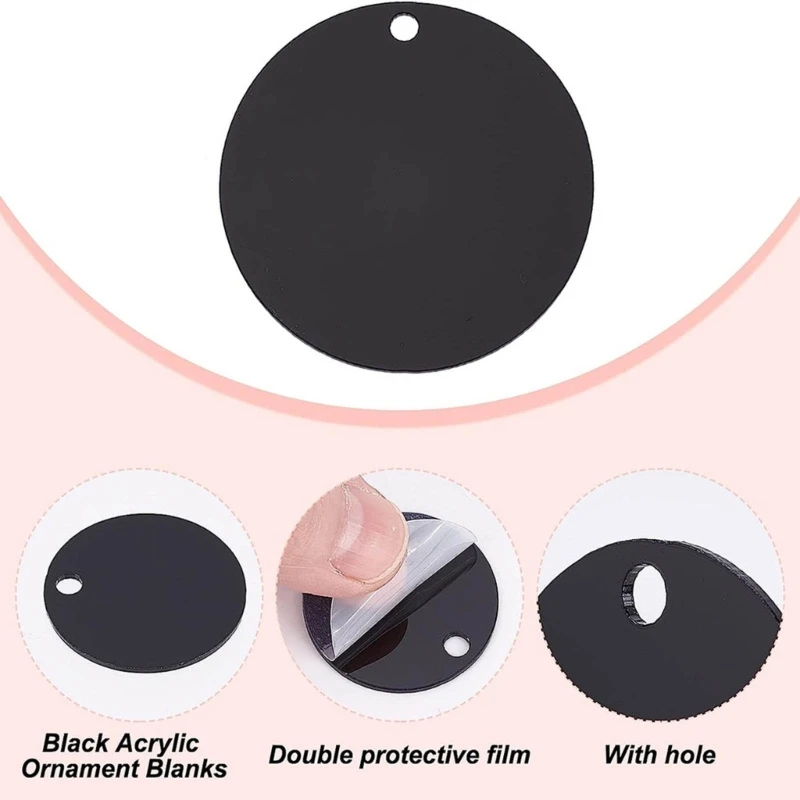 Set of 30 Black Acrylic Discs Christmas Theme Decoration Round Panel Accessories A0KD