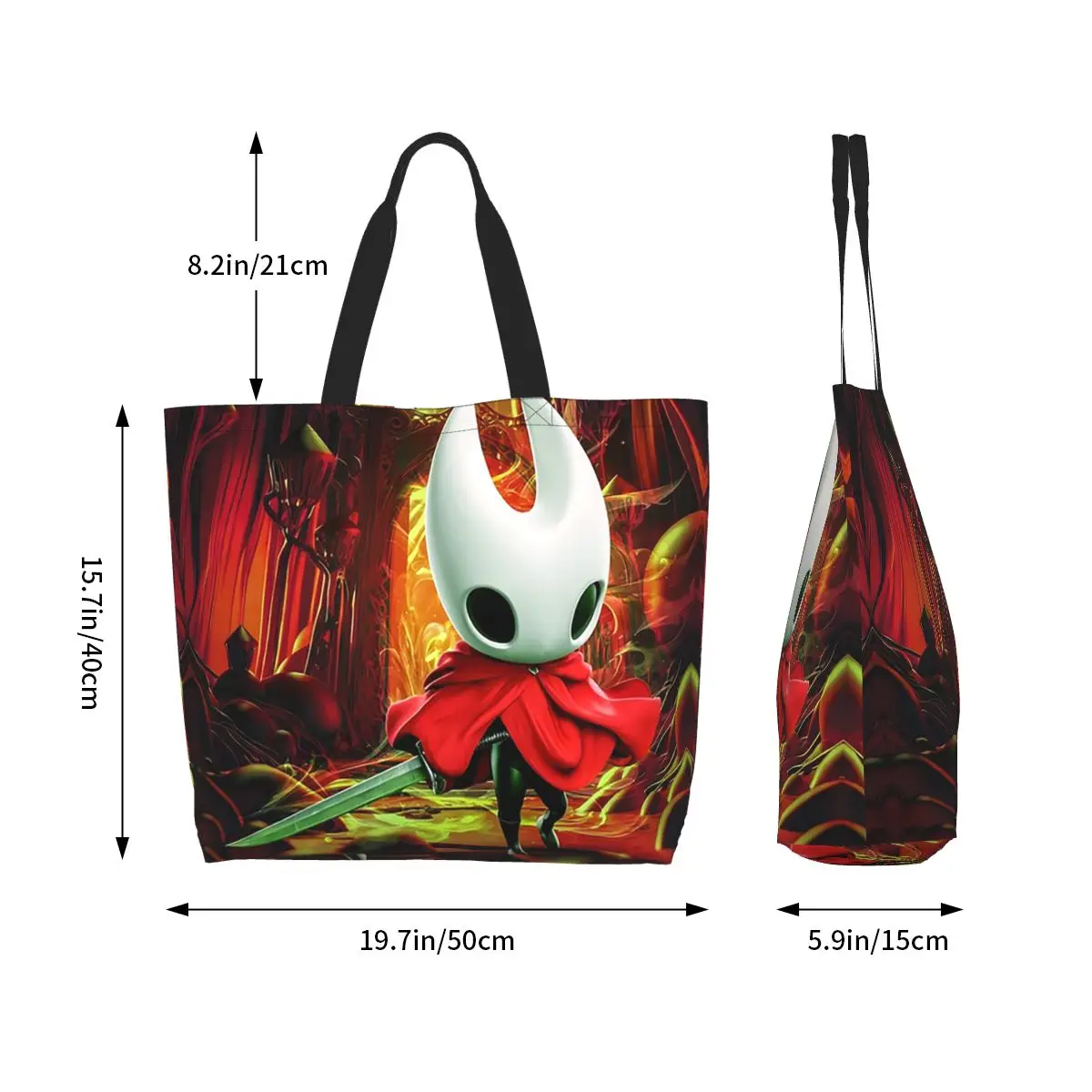Hollow Knight Silksong Shopping Tote Bag Canvas Large Capacity Shoulder Bags Shopper Grocery Handbag for Women
