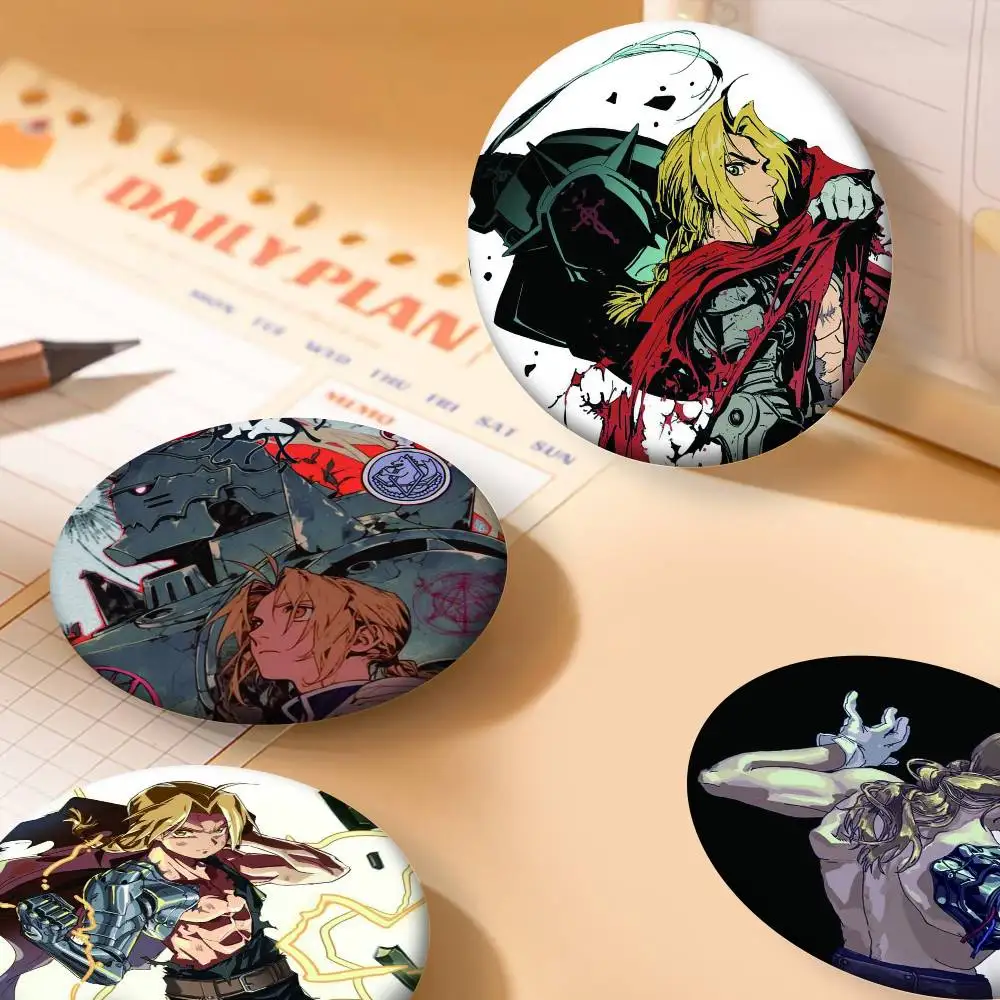 Insignias de Anime Fullmetal Alchemist, insignia láser redonda, broche, ropa, mochila, accesorios, solapa, 1 ud.