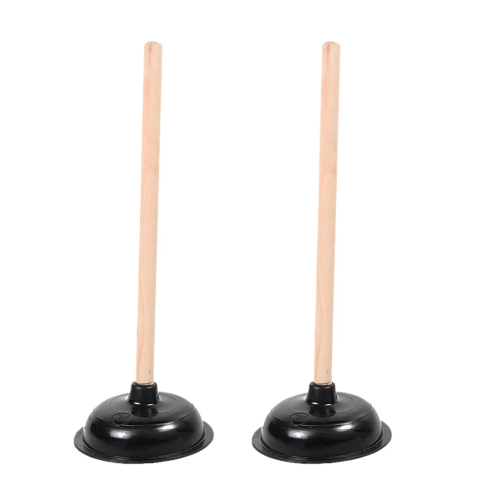 

2pcs Wooden Plunger Strong Unblock Bathroom Kitchen Sink Drain Sewer Professional Closestool Plunger Cleaner Home