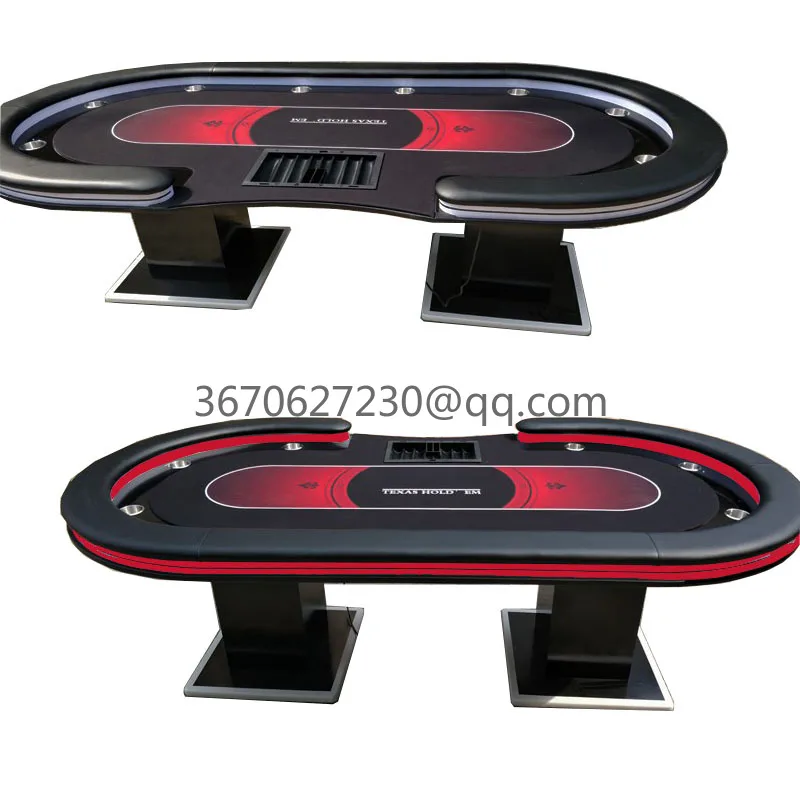 10-Person Texas Hold'Em Board Game Poker Table Led With Inlaid Remote Control Lights And Stainless Steal Cup Holders