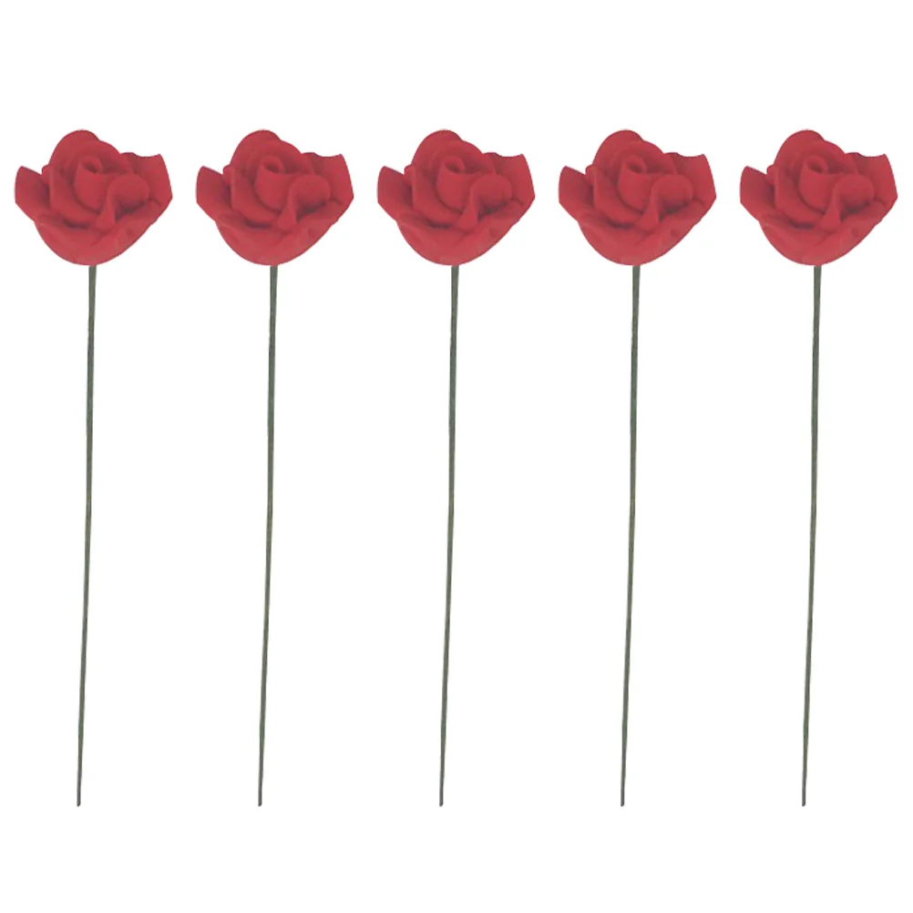 

5 Pcs Decoration Dollhouse Bouquet Landscape Simulation Flower Ornament Mini Adornment Rose Model Red
