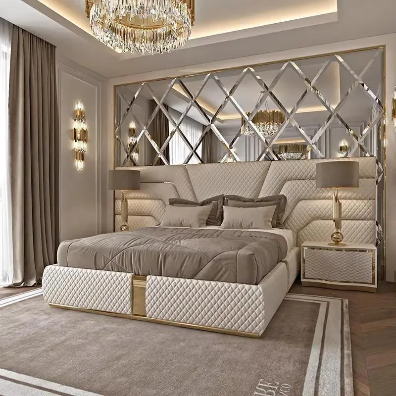 Modern Luxury Wooden Bedroom Set Double Full King Size Bed Frame Home Furniture