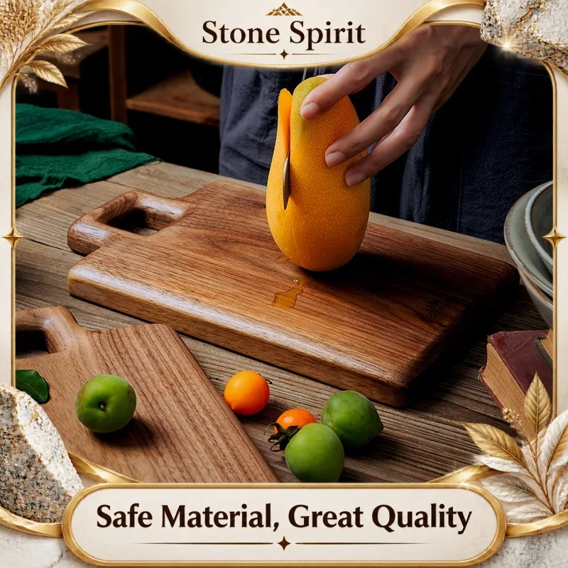 Original Black Walnut Solid Wood Cutting Board - Custom Logo Chopping Board for Fruits/Bread/Steak, Serving Tray & Food Plate