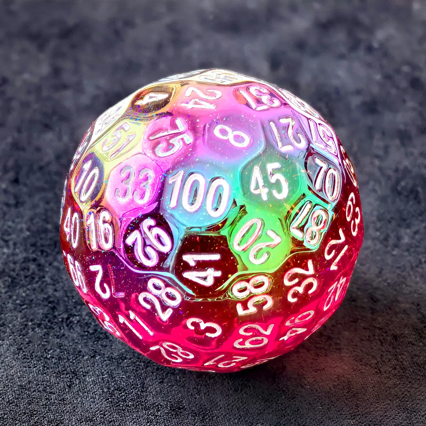 Bescon Dazzling 100 Sided Dice, Game Dice D100, Polyhedral Solid 100 Sides Dice 45MM in Diameter (1.8inch)