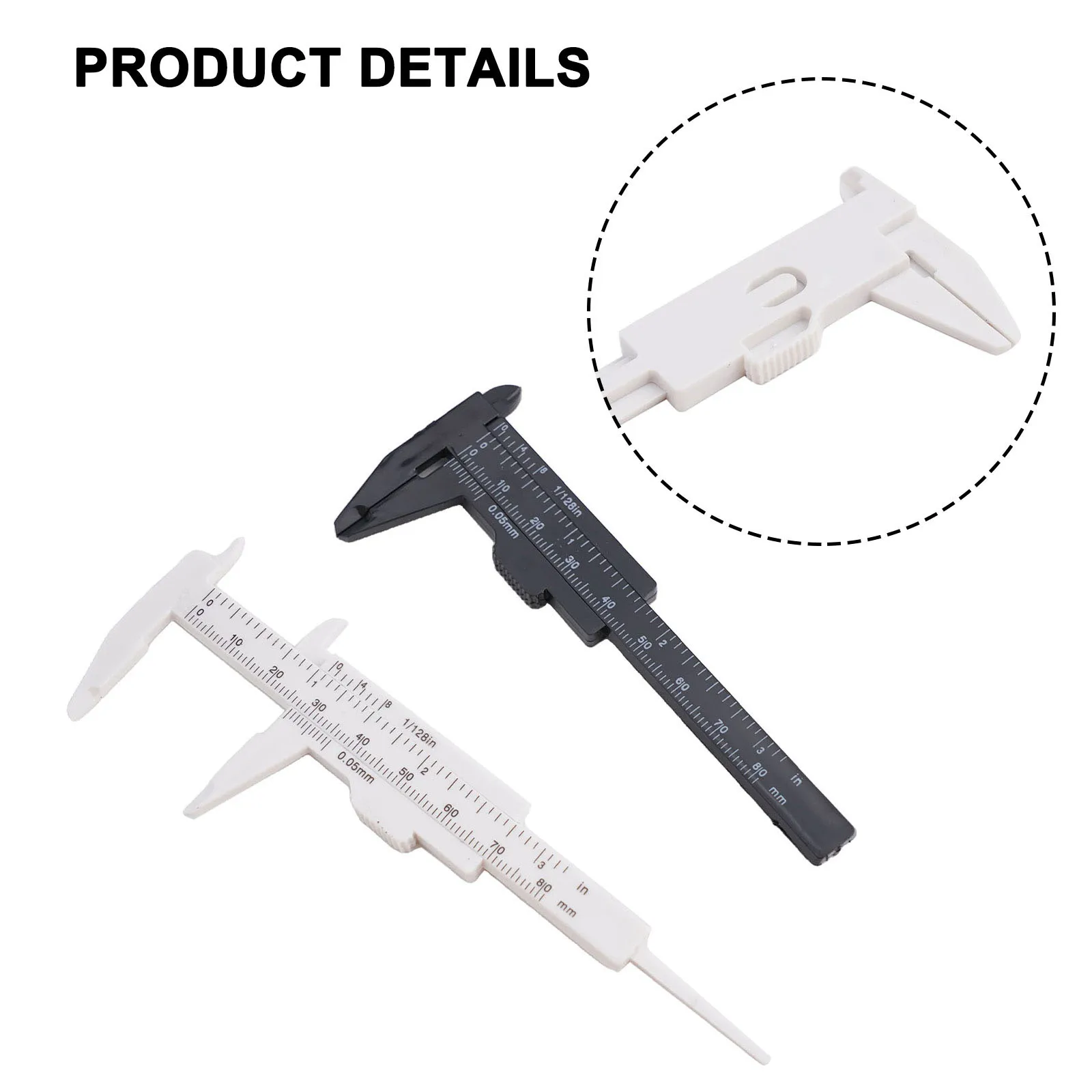 Applications Plastic Compact Ruler Sliding Gauge Plastic Ruler Micrometer Sliding Vernier 80mm Caliper Gauge Measure Tool    New