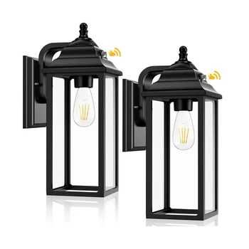 Outdoor Lights Fixture Wall Sconce Luzes de varanda Lanterna de parede ao ar livre Decoração para garagem da casa Luzes pretas do pátio, 2 conjuntos