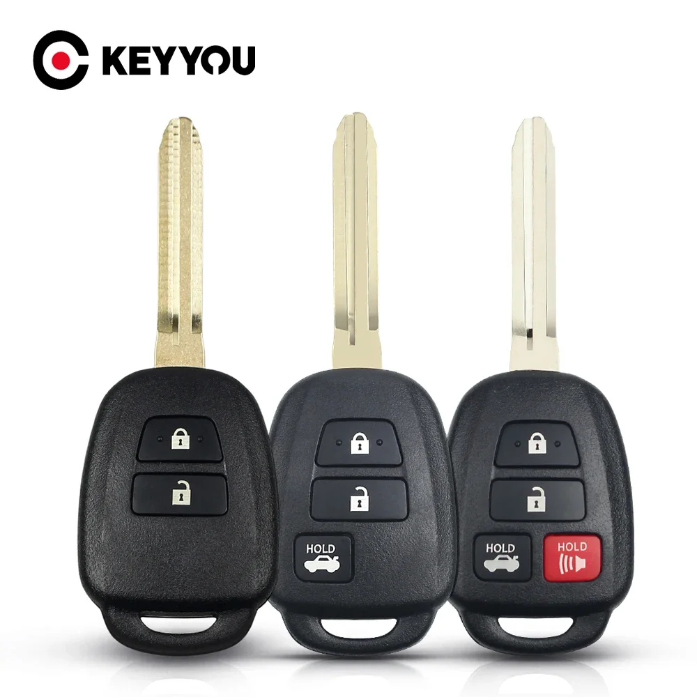 KEYYOU Remote Car Key Shell Case for Toyota Camry Prius 2012 2013 2014 2015 2016 2017 Corolla RAV4 Key Case TOY43 2/3/4 Buttons