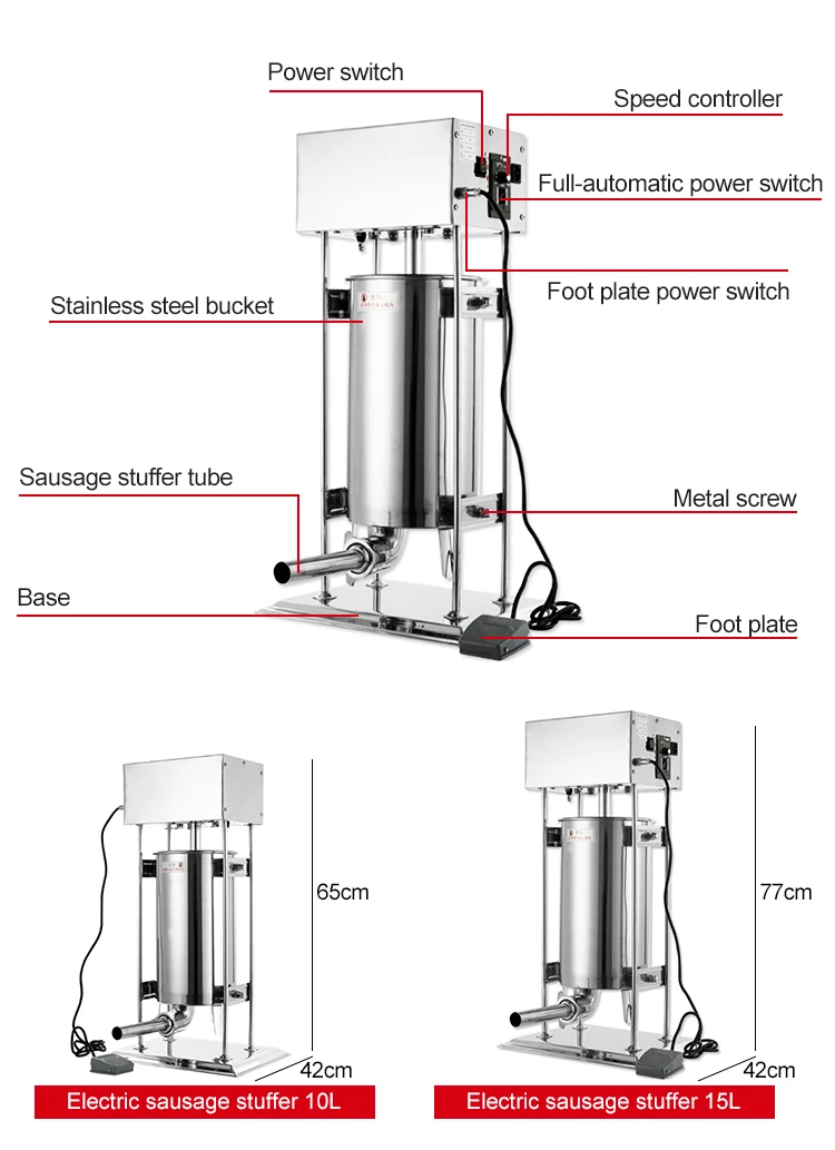 Chuangyu-Semi automática salsicha que faz a máquina, enchedor elétrico da salsicha, 10L, 15L, 20L, 30L