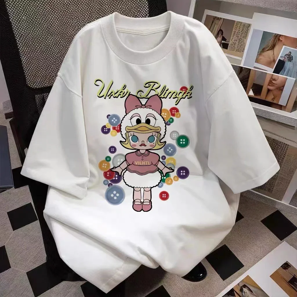

Space Molly Cartoon Doll Printed Heavyweight T-Shirt For Couples,Short Sleeved And Fashionable Casual Women Top