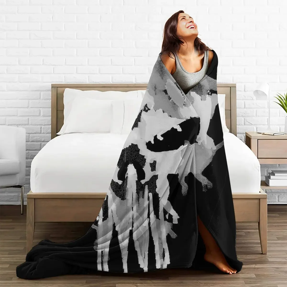 

Baby Blanket Skull Punk Rock Music Fleece Decoration Warm Breathable Throw Blankets for Bedding Bedroom Bedspread