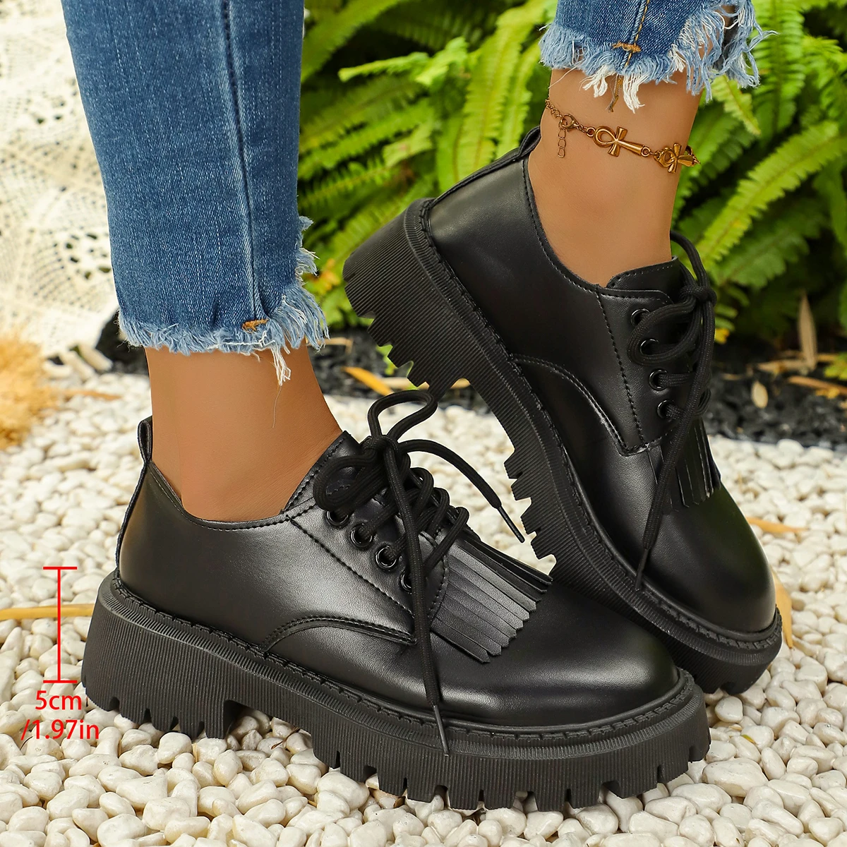 Oxford Lace Up Women - Sapatos Oxford Casuais Femininos para Uso