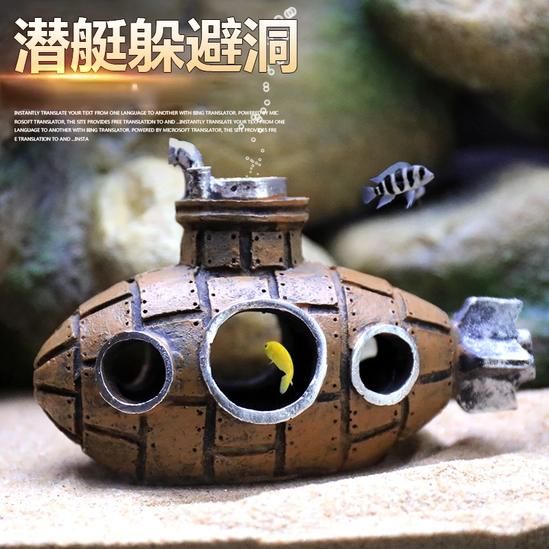 

Submarine Artificial Aquarium Decoration Shelter Ornament PVC Resin Landscaping House for Fish Accessories for Aquarium Stuff