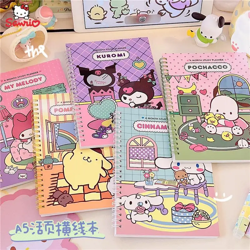 

Cartoon Sanrio Accessories Cinnamoroll Kuromi My Melody Pochacco Kawaii Cute Girl Diary Book Student A5 Notebook Children's Gift