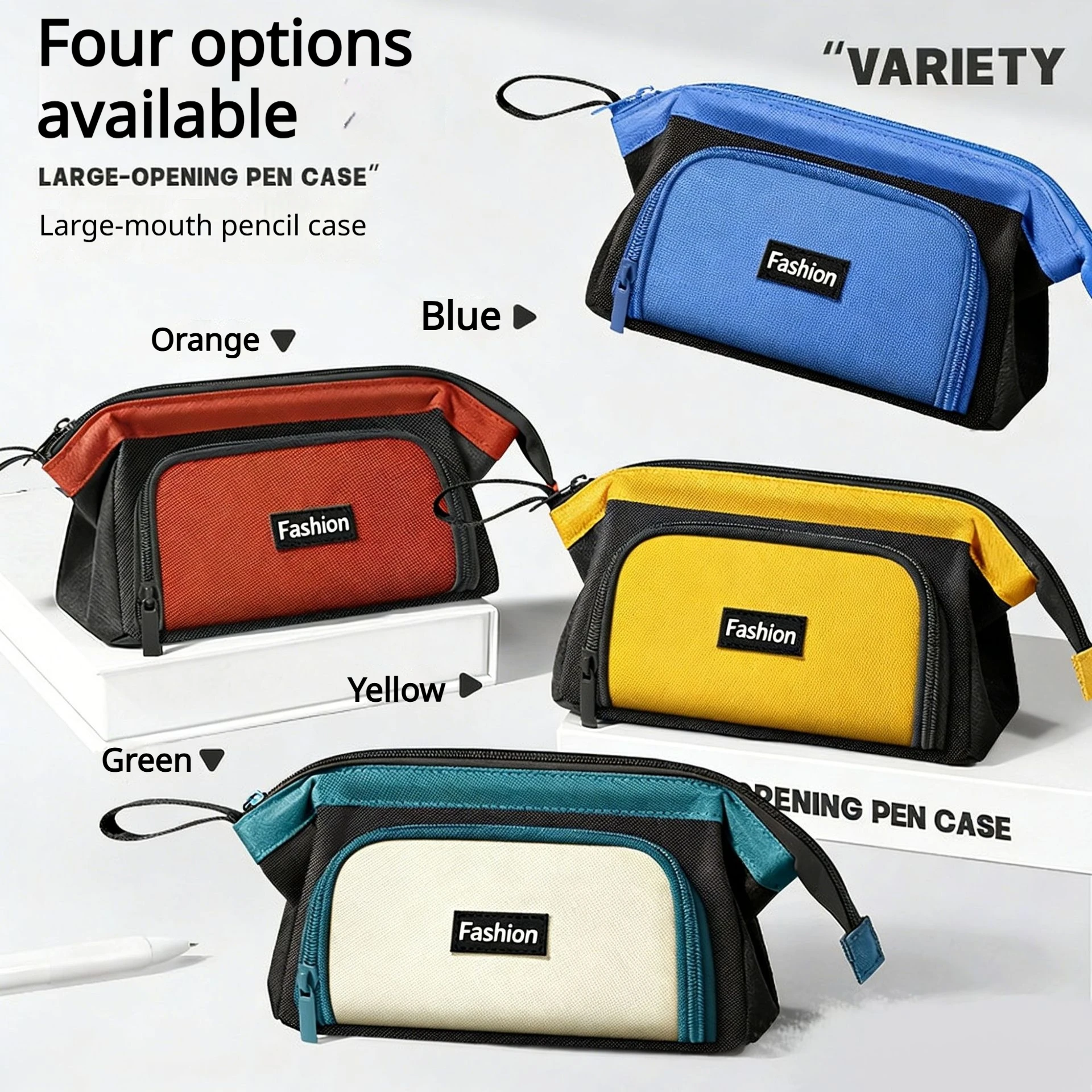 New Stand Up Design Pencil Bag Oxford Cloth Multi-Layer Pen Storage Bag Waterproof Large Capacity Stationery Pouch Student Use
