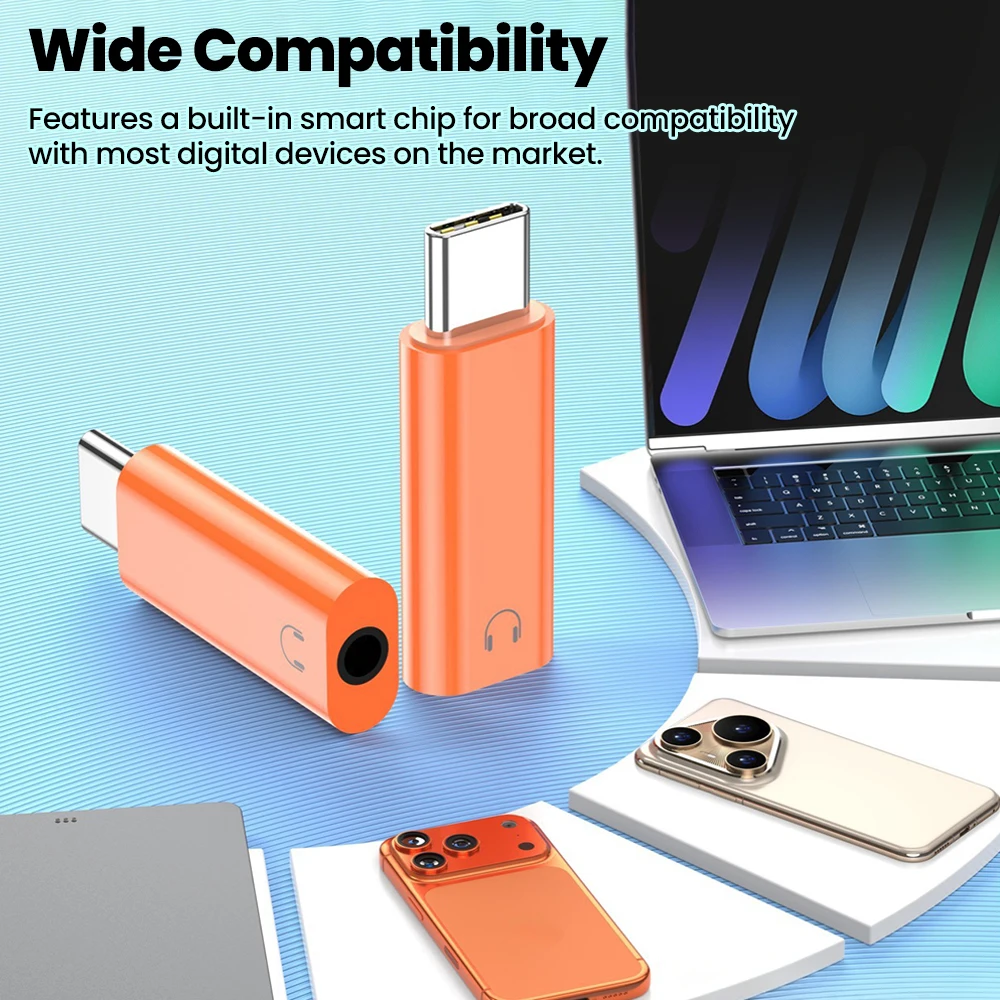 Type C to 3.5mm Audio Adapter/Adapter Cable in-Line Control Headphone Audio Cable DAC Digital Converter for iphone 15 16 17