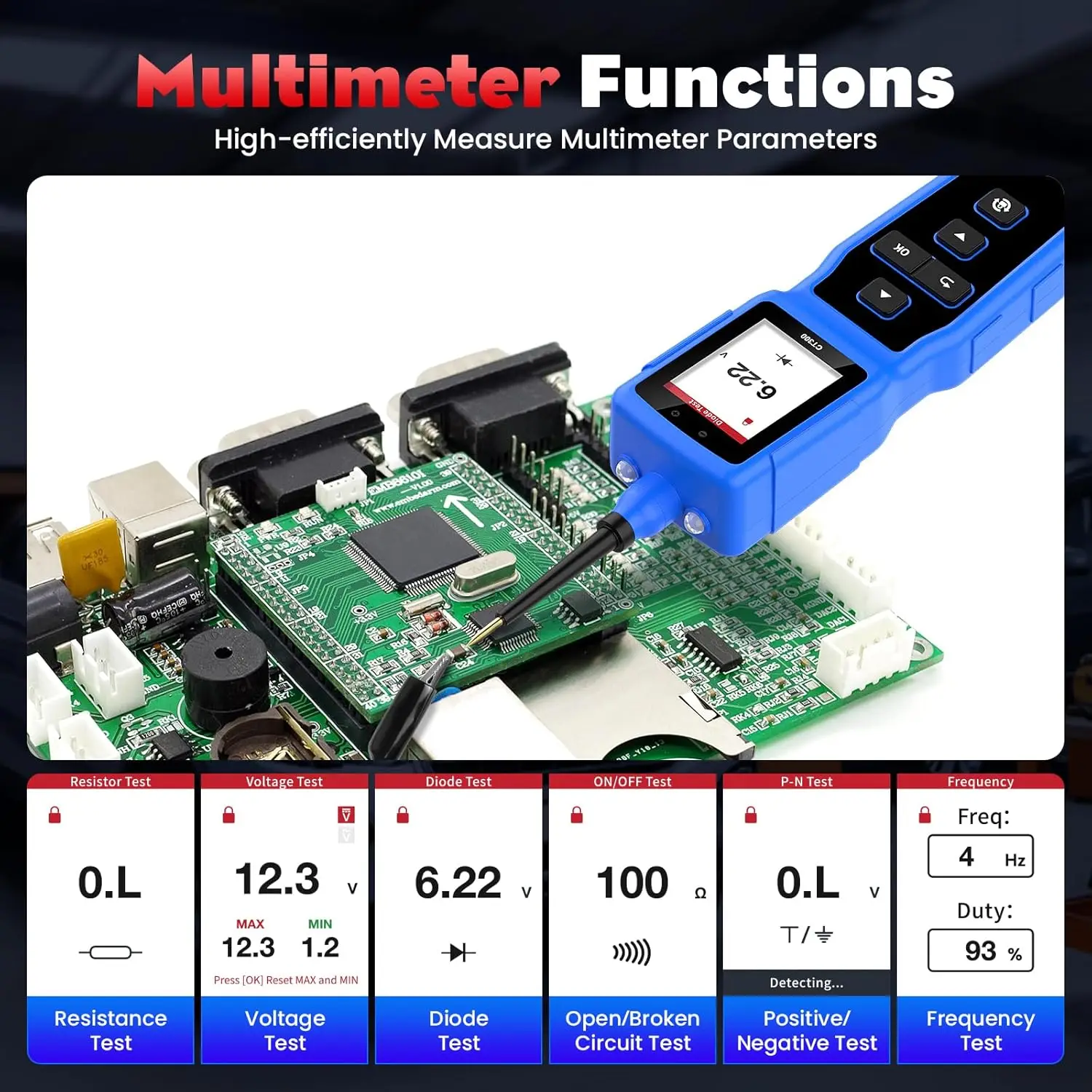 Probador de circuito automotriz, probador de sonda de circuito de alimentación, buscador de cortocircuito automotriz de luz de prueba de 0-80V CC, herramienta automotriz CT300