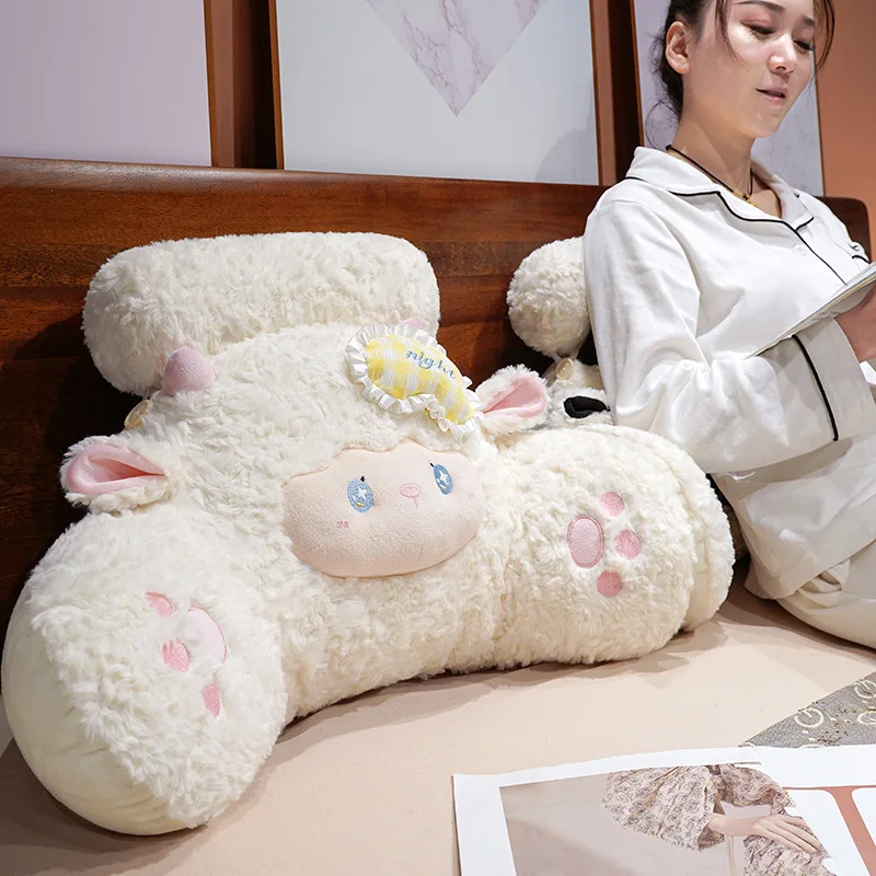 Милая плюшевая подушка-овечка для чтения, мягкая пушистая подушка для поддержки спины, идеальный подарок на день рождения или Рождество для детей, девочек, декор для спальни