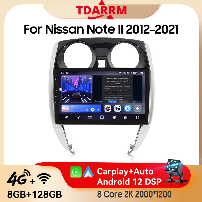 Car AutoRadio Android 12 Wireless Carplay For Nissan Note Il 2012-2021 Car Video Stereo Player Intelligent Systems Multimedia