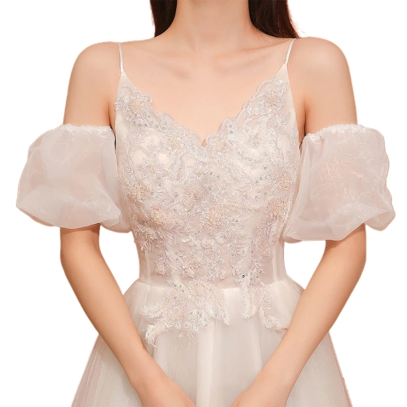 Detachable Puff Sleeves Bride Wedding Arm Cover Decorate White Ruffle Puff Sleeve for Bridal Accessories Arm Gloves