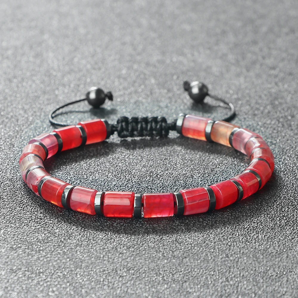 New 6*6mm Cylindrical Natural Stone Tiger Eye Agate Bead Bracelets Women Men Fashion Adjustable Bracelet Pulsera Hombre Jewelry image 5