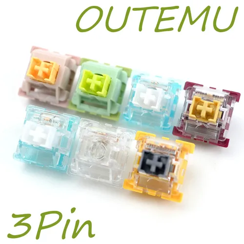 Interruptores Outemu, interruptor de teclado mecánico, 3 pines, silencioso, Clicky, lineal, táctil, Similar, interruptor de Panda sagrado, lubricante, RGB, interruptor MX para juegos