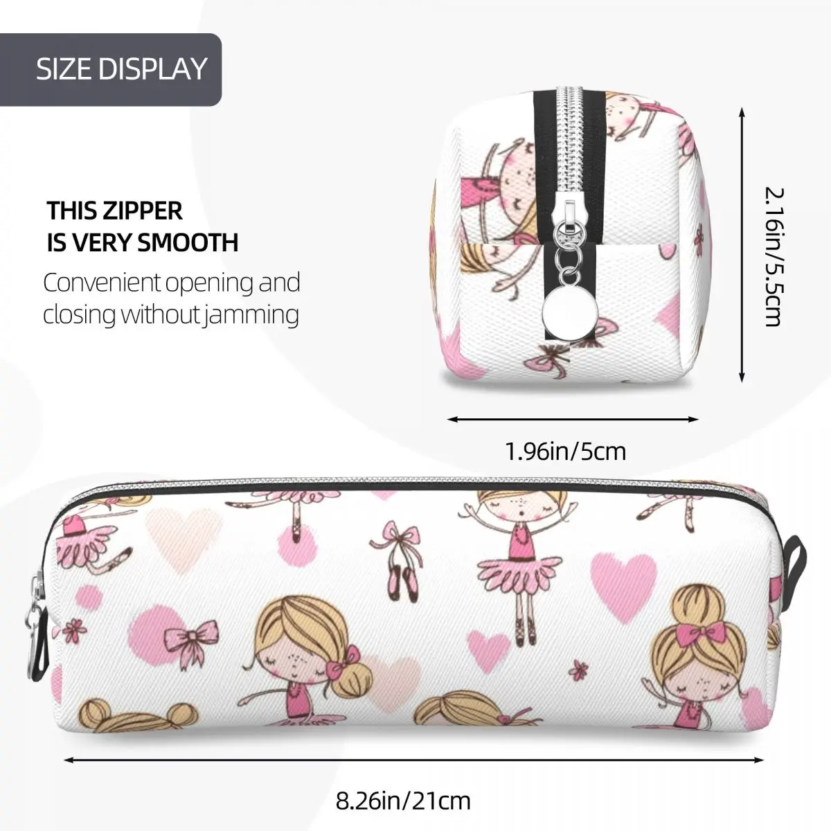 발레 하트 연필 케이스 귀여운 만화 펜 가방 소녀 소년 대용량 학교 용품 선물 연필 케이스