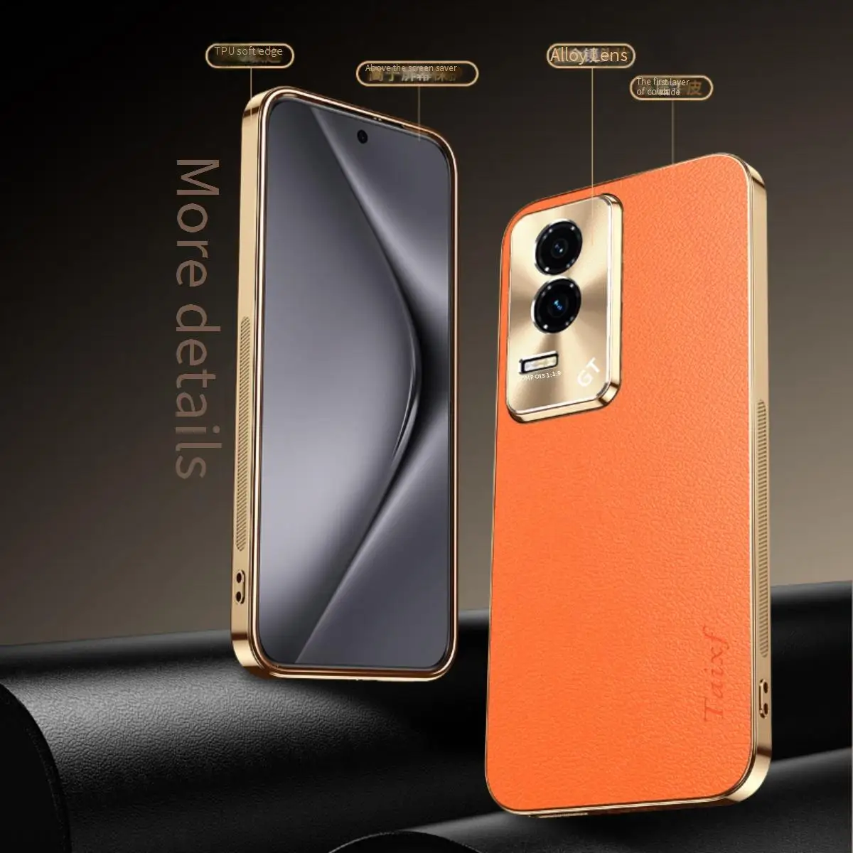 Luxury Vegan Leather Phone Case For Honor GT Case Lens Protection Electroplated Soft Edge Shockproof Back Cover