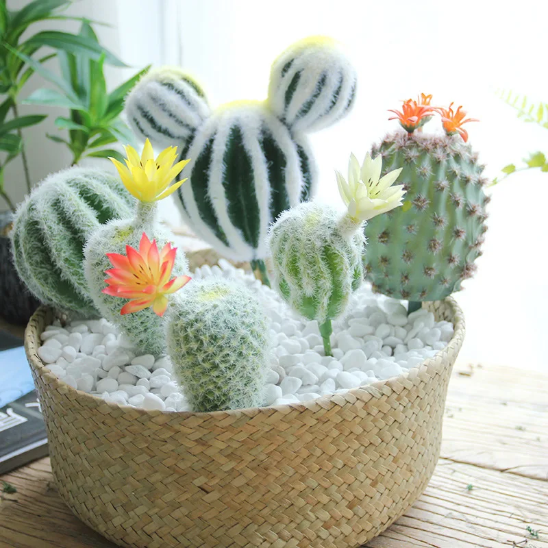 Artificial Plant Mini Cactus Flocking, Meaty and Realistic Texture Home Decoration for Meeting Room Desktop Decoration