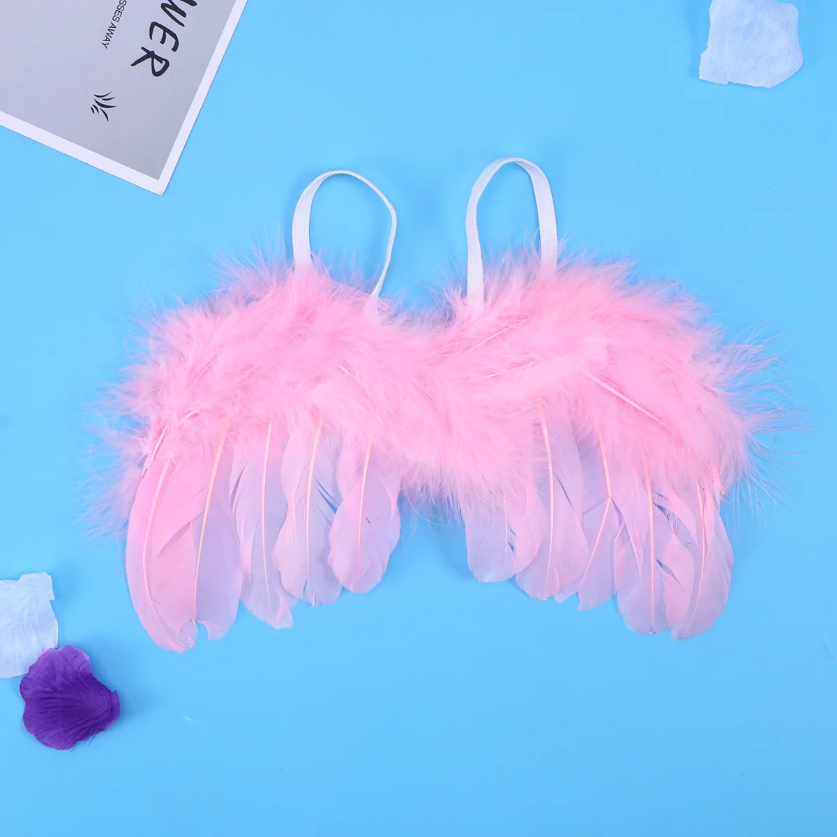 دعامة صور باللون الوردي الفاتح لأجنحة الملاك مثالية لتصفيف الصور العائلية لحفلات أعياد الميلاد