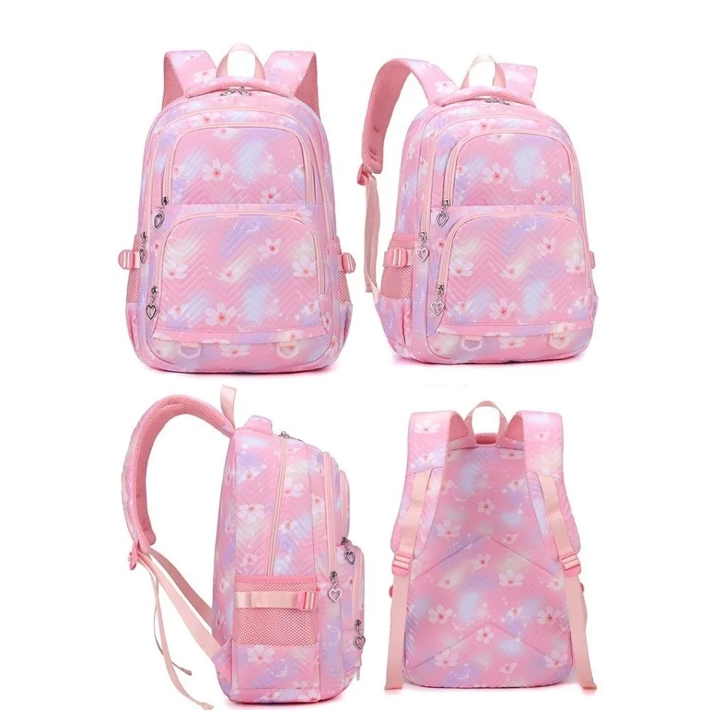 Cute Flower Printed Children Backpack Nylon Multiple Pockets Shoulders Bag Harajuku Korean Style Student School Bag Student