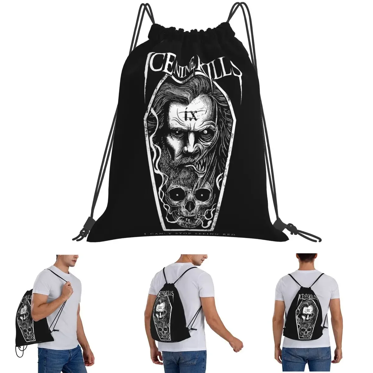 

Рюкзаки Michele Nolli Ice Nine Kills, модные портативные рюкзаки на шнурке, карманная спортивная сумка, сумки для книг для мужчин и женщин, студентов