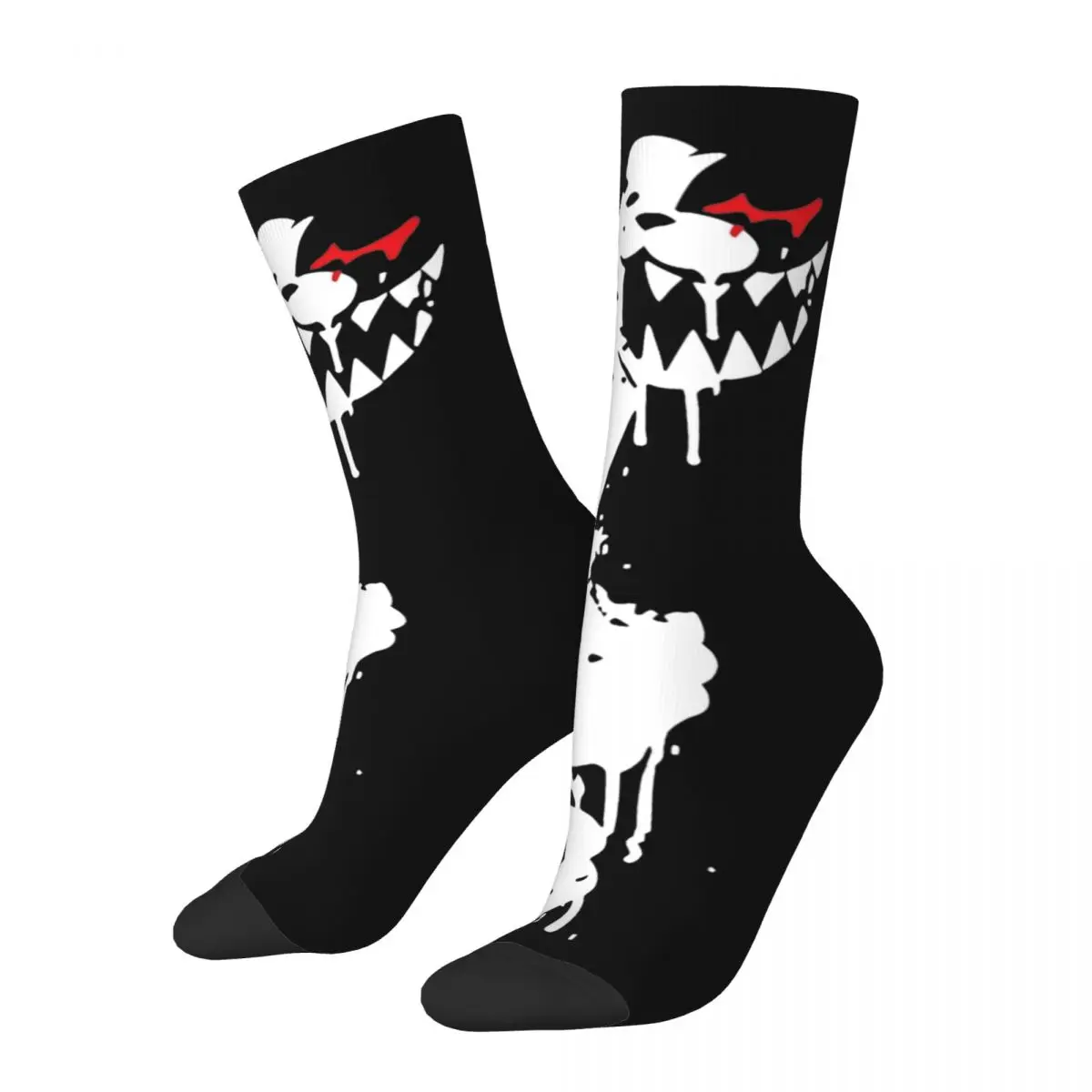 Hip-hop Painted Monokuma Danganronpa Basketball Socks Polyester Middle Tube Socks for Unisex