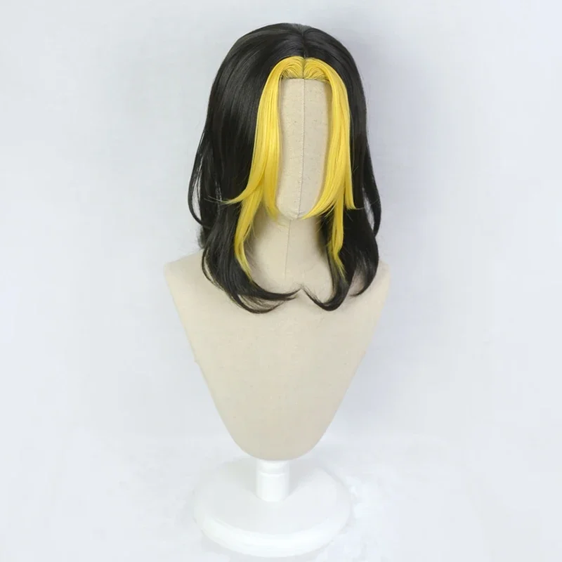 Hanemiya Kazutora Black Yellow Long Wig Cosplay Costume Tokyo Revengers Heat Resistant Synthetic Hair Men Women Party Wigs