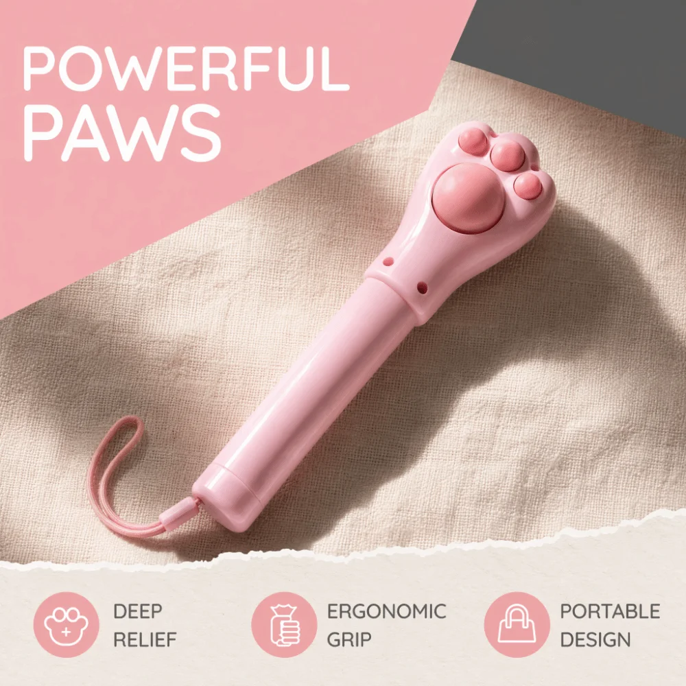 Cute Soft Silicone Cat Paw Massager Compact Portable Massage Stick Mini Multifunctional Small Body Massager Body Massage