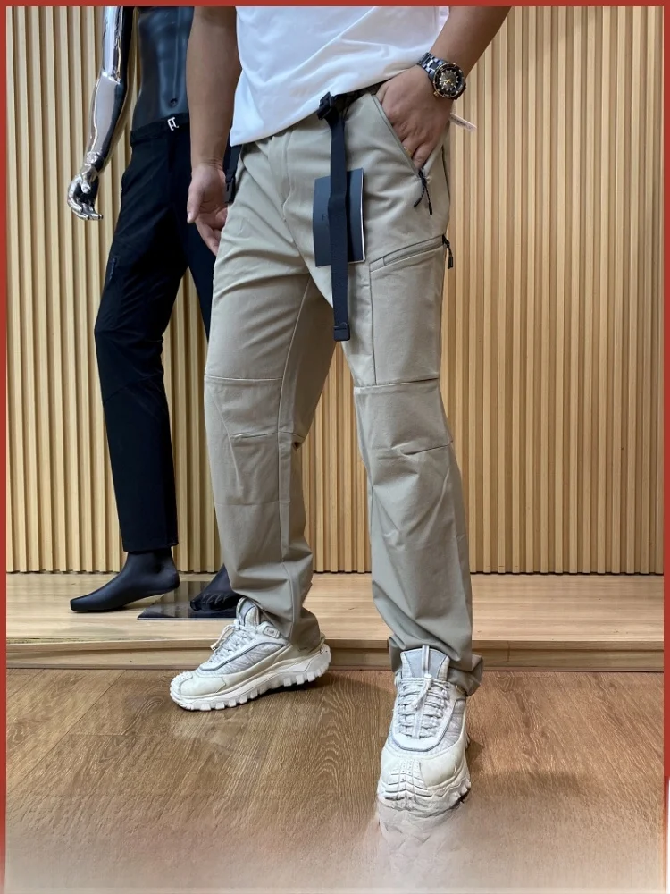 

Outdoor Soft ell Cargo Pants Men's Windproof Water Repellent Belted Waist Casual Trousers Spring Autumn Nylon Fabric