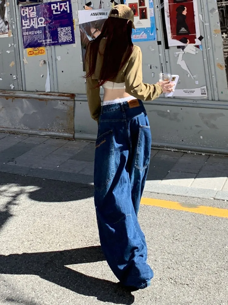 ZHISILAO Vintage Baggy Loose Jeans Women High Waist Wide Leg Straight Denim Pants Streetwear Autumn 2024