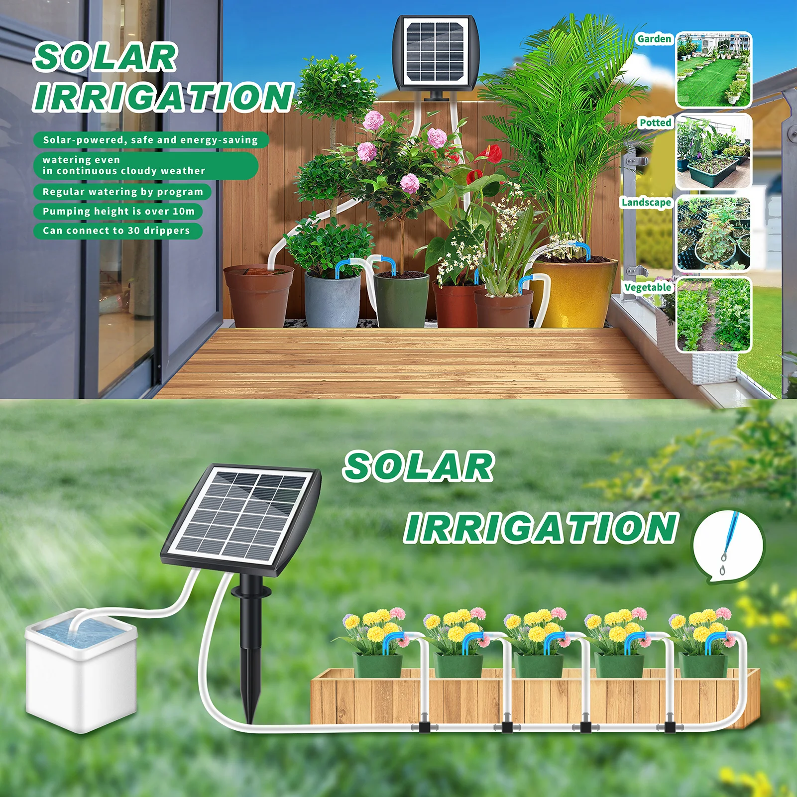 Solar Irrigation Solar Auto Watering System Solar Powered Automatic Drip Irrigation Kit Self Watering Devices with Water Sensor