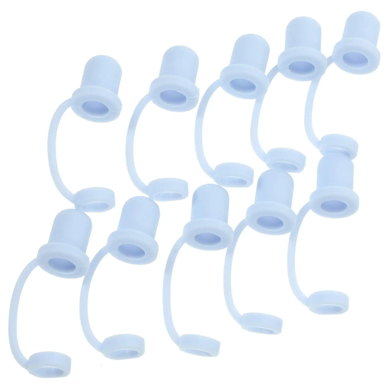 

10 Pcs Caps Reusable Silicone Covers Blue 9mm Anti Dust Cute Straw Plug Airtight Coffee Straws Lightweight Portable