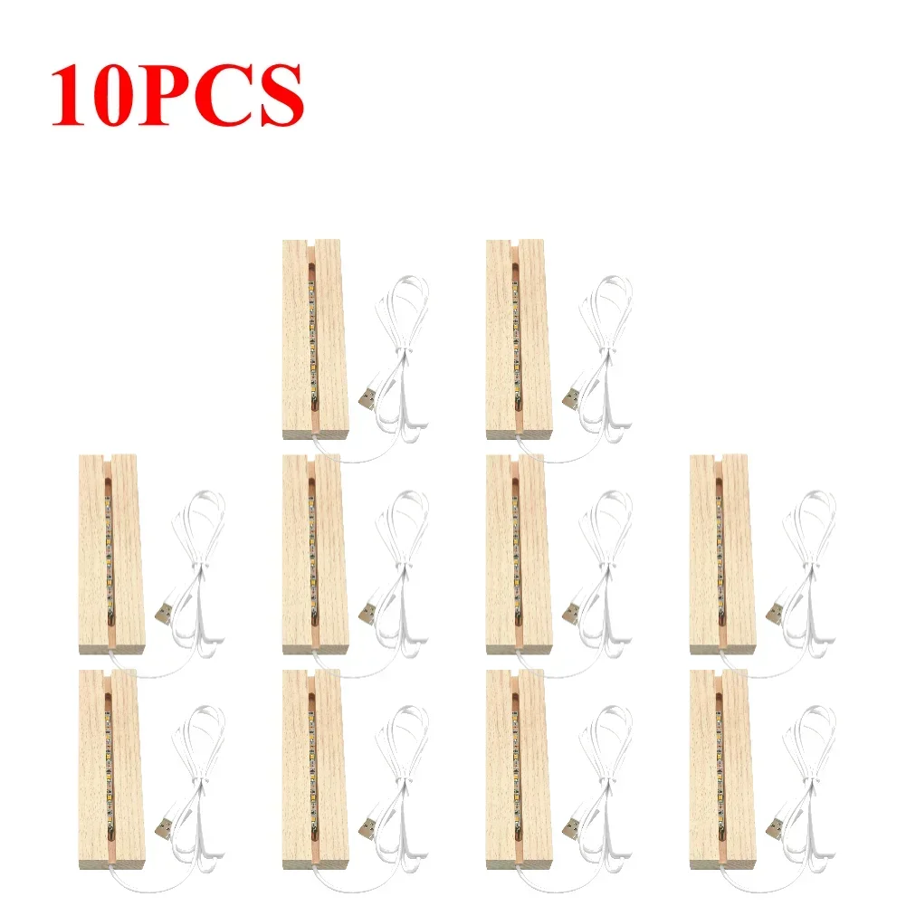 1-10 Stuks Led Hout Licht Display Kristal Houten Verlichte Basis Acryl Lichtplaat Basis Usb Houten Basis Voor Hars Art Licht Licht
