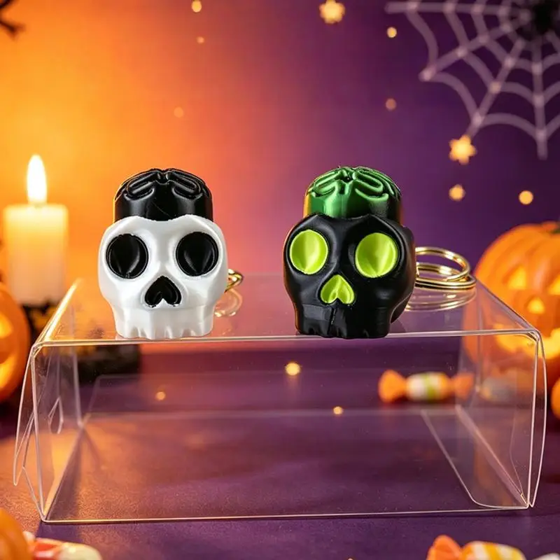 3D Printed Mini Halloween Keychain Spooky Pumpkin Skeleton Witch Black Cat Pendant Ideal Halloween Small Gift for Teens