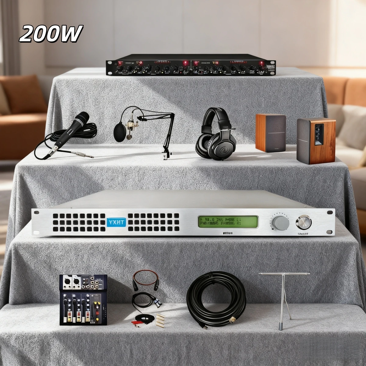 

Full Broadcast Kit 200W FM Transmitter, CD Sound, 100-240V, for Radio Broadcast/Community/Emergency Command, Knob Operation