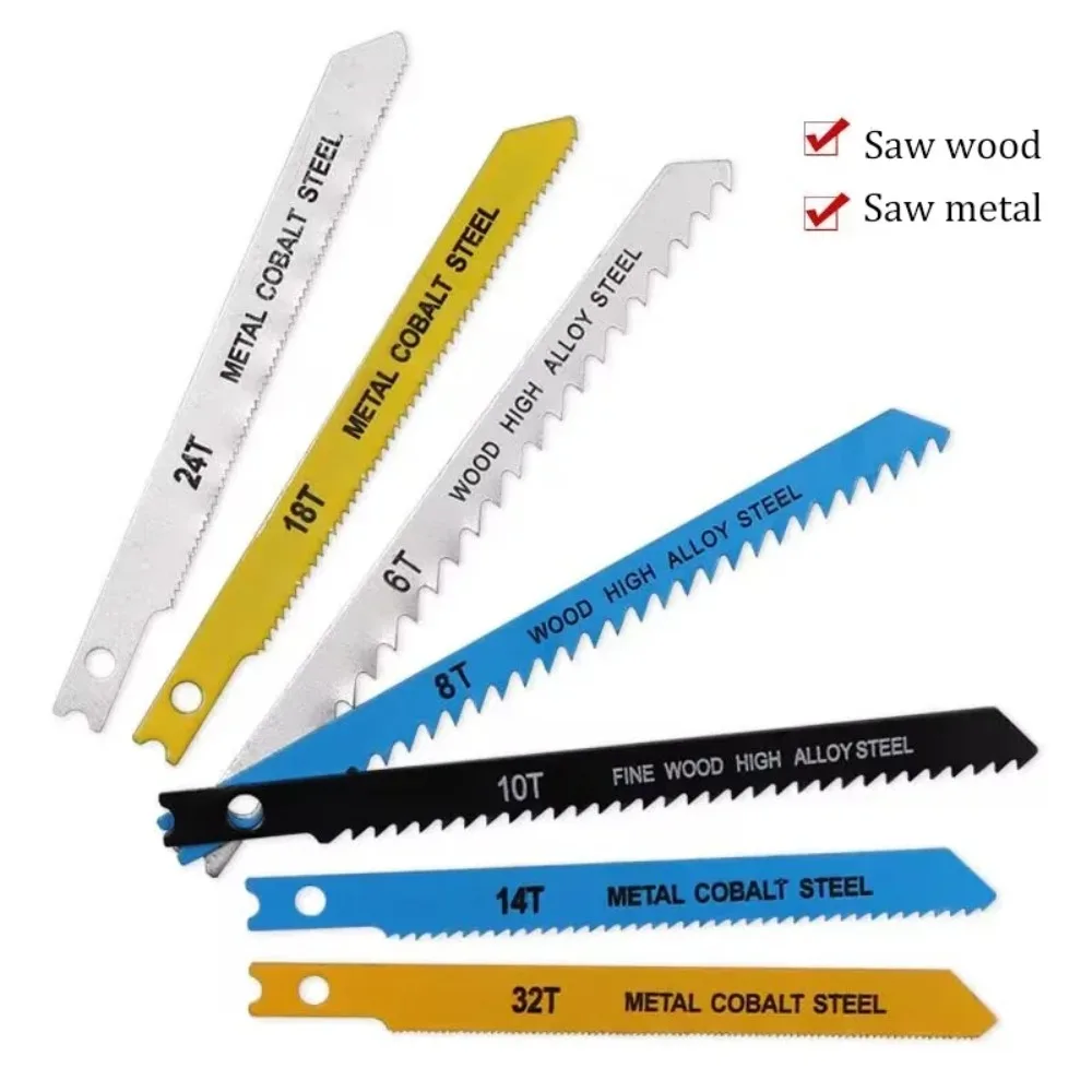 7Pcs U-Shank Saw Blades Set Saw Blade Assortment with Storage Case Sturdy Wood and Metal Cutting Saw Blades Replacement for Cutt
