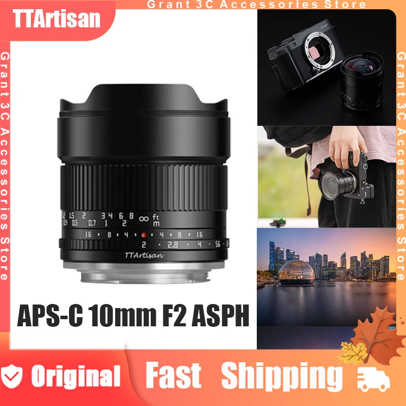 

TTArtisan APS-C 10mm F2 ASPH Lens Custom 105° Ultra-wide Angle Camera Lens for Sony E Fuji X Nikon Z Canon RF-S M43 Mount