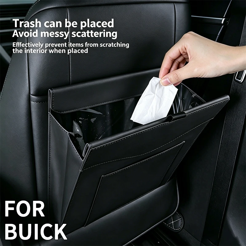 For Buick GL8 GL6 Verano Regal LaCrosse Encore Wet & Dry Use Easy Clean Car Trash Bag Clip‑on Rubbish Bag Waterproof Organizer