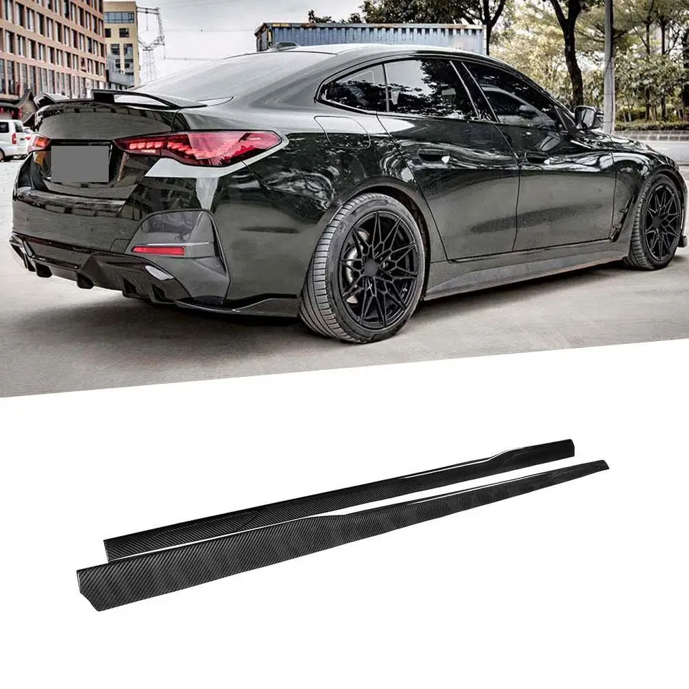 Dry Carbon Fiber FRP Side SkirtsApron Extension Lip Spoiler Bodykits for BMW 4 Series i4 Sedan 2021+ FRP Side Door Bumper Skirts