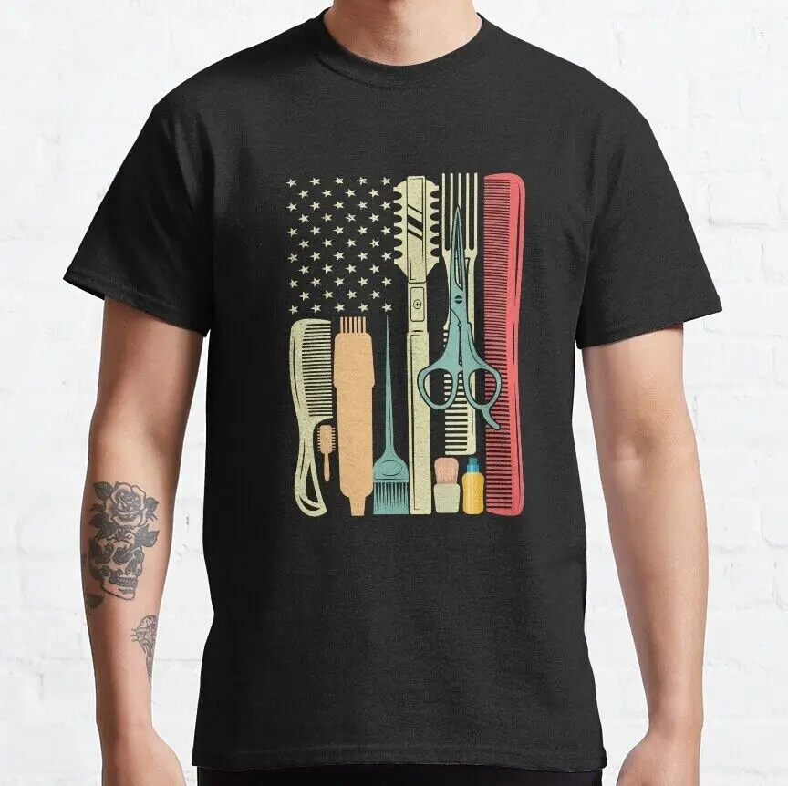 Hair Cutting Instruments With American Flag Hair Stylist Classic T-Shirt Unisex T-shirts Cotton Luxury Brand Vintage Oversized