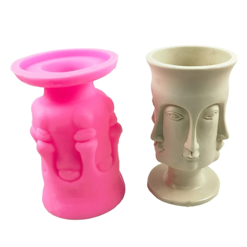 

Y4QE Human Face Shaped Planter Mold Flowerpots Molds Silicone Concrete Mould Hand-Making Supplies for DIY Flowerpot Crafting